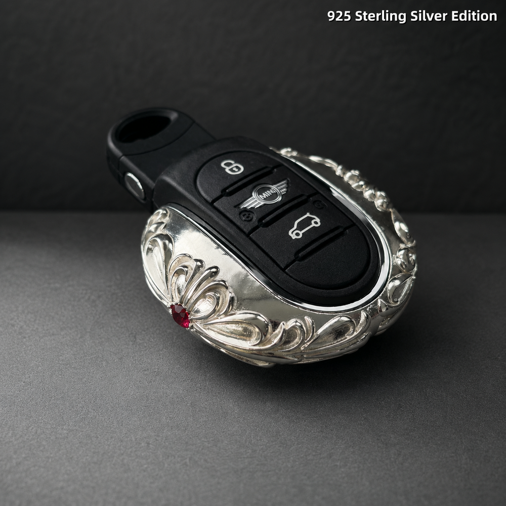 MINI 925 Sterling Silver Key Case Luxury Handmade Engraved Car Key Cover for MINI Cooper F54 F55 F56 F57 F60