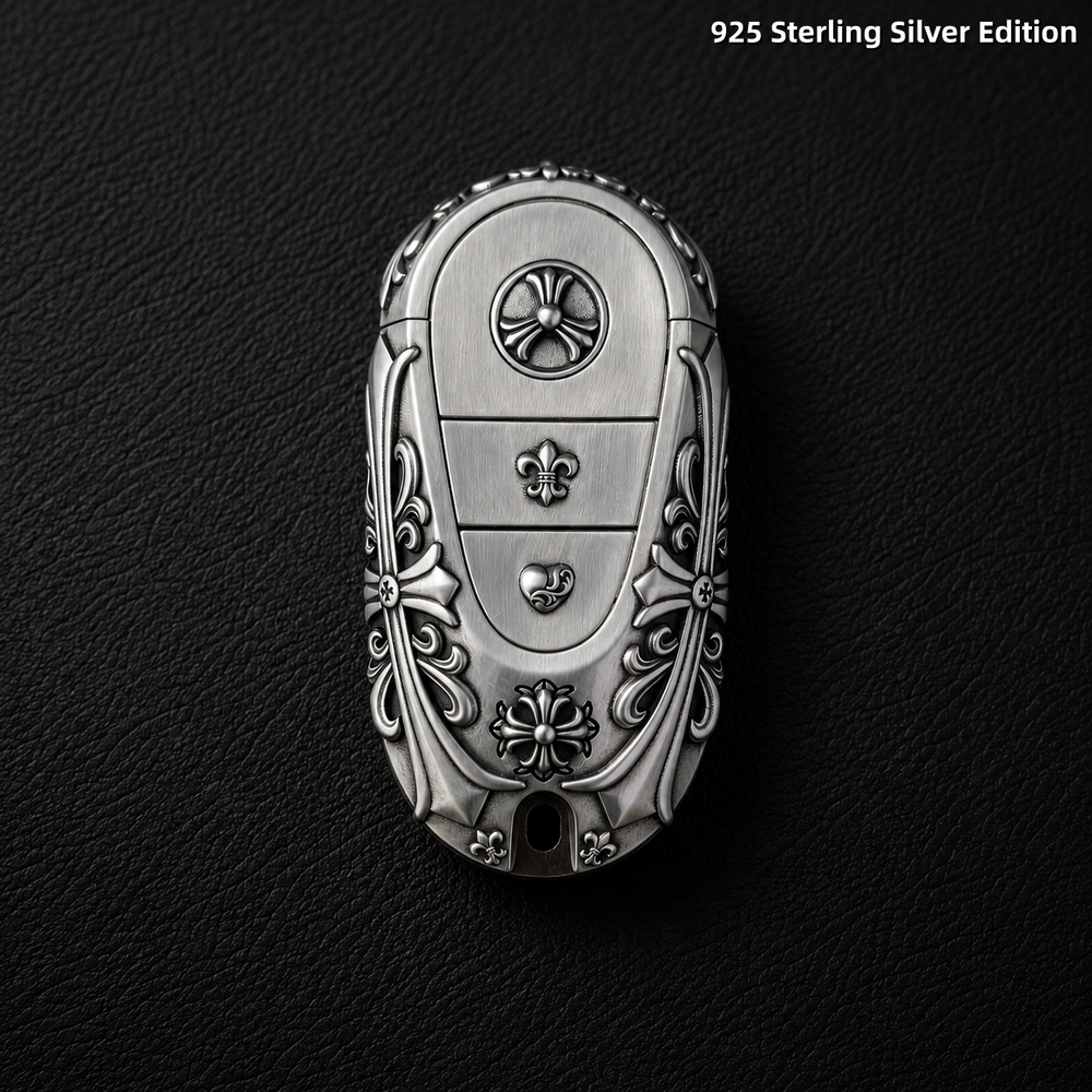 Mercedes-Benz 925 Sterling Silver Key Case Cover Handmade Luxury Car Key Shell for G-Class S-Class E-Class C-Class