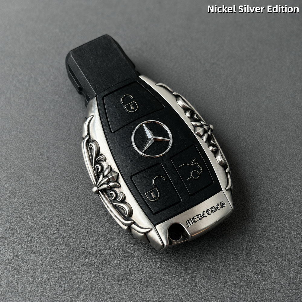 Mercedes-Benz Key Shell White Copper Edition Handmade Engraved Luxury Key Cover for Bentley Style Design