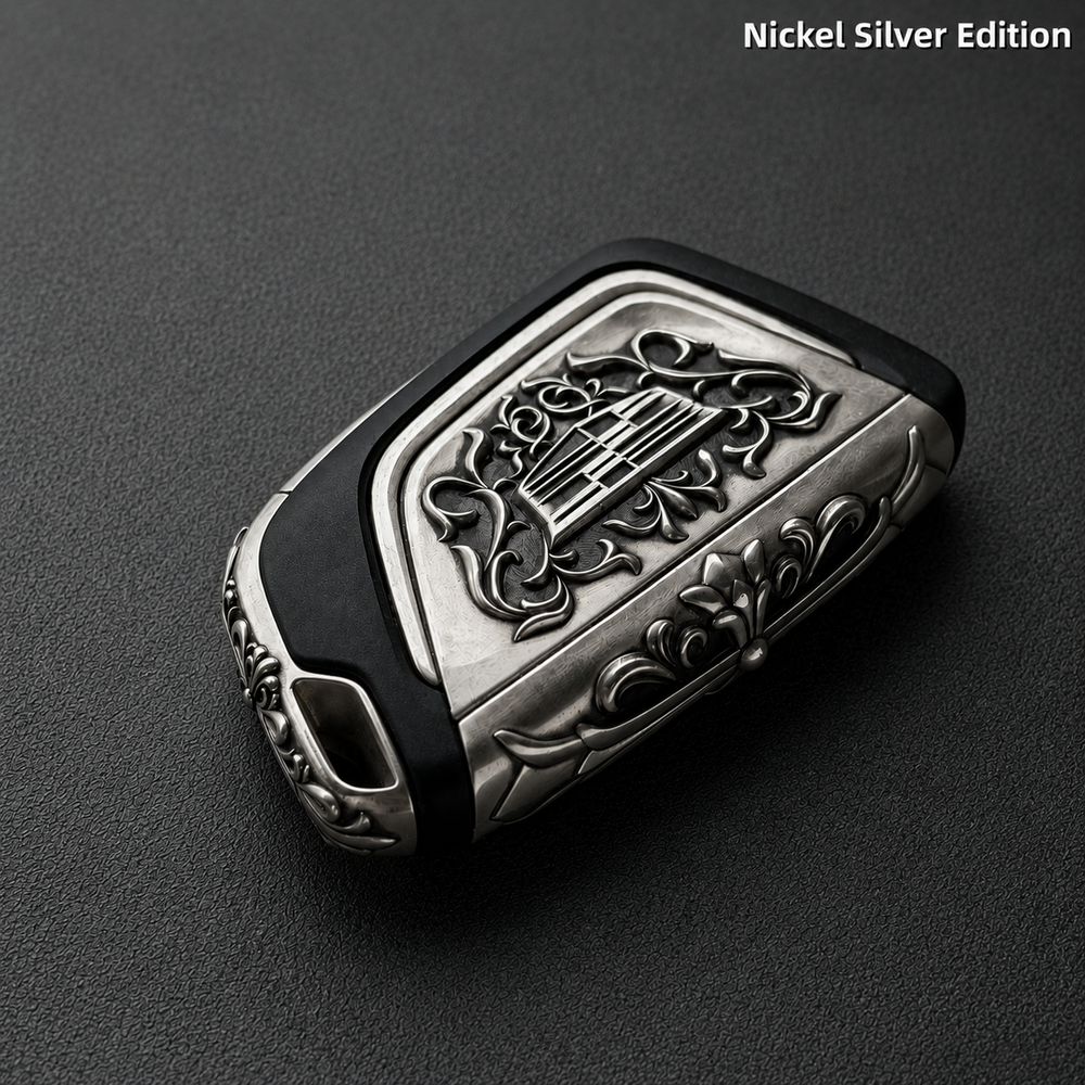 Cadillac Key Shell Nickel Silver Edition Handcrafted Engraved Luxury Key Cover