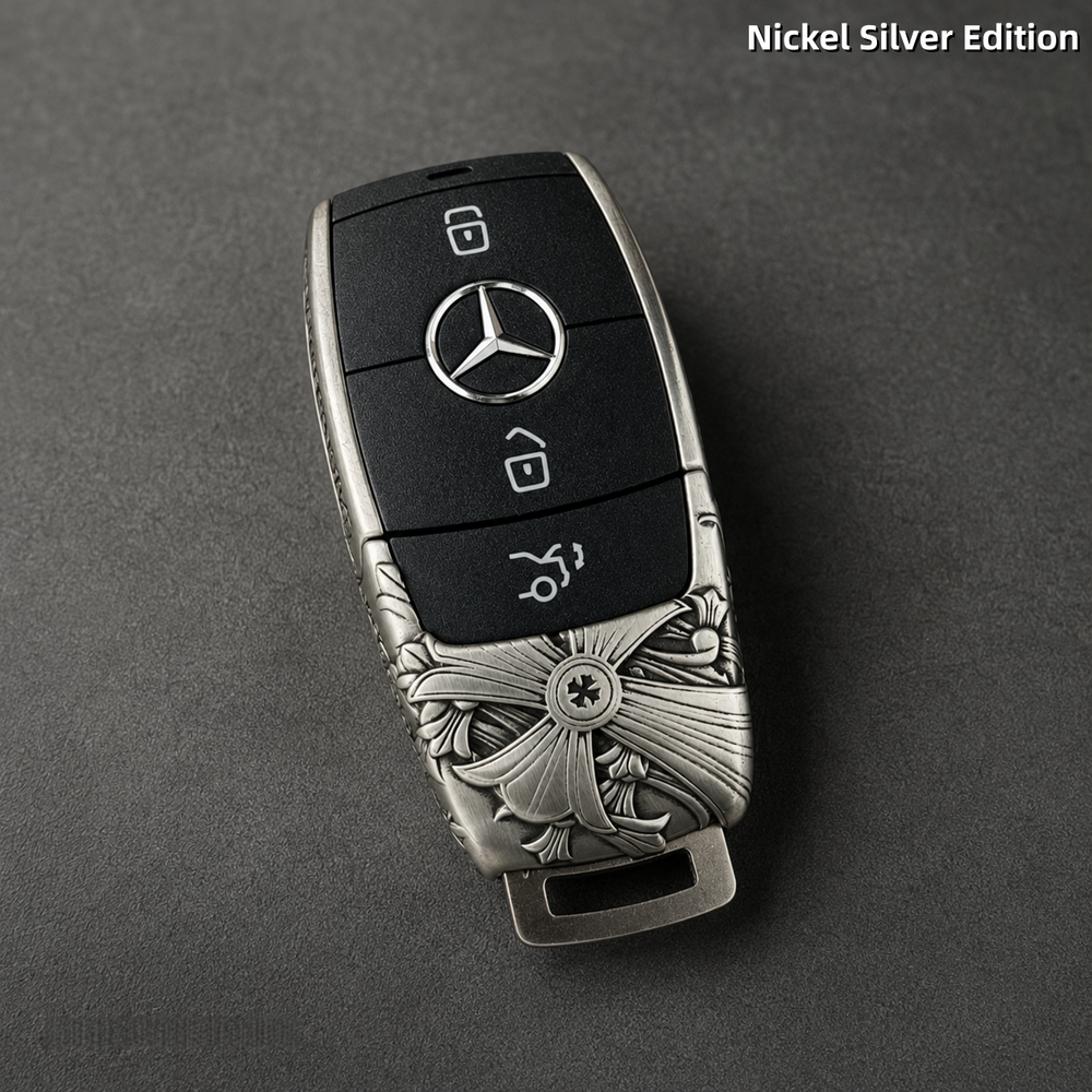 Mercedes-Benz Key Handcrafted Fob Cover | Nickel Silver Art Edition