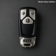 Audi Key Fob Cover Nickel Silver Edition Handcrafted Engraved Luxury Key Shell Compatible with Audi Models