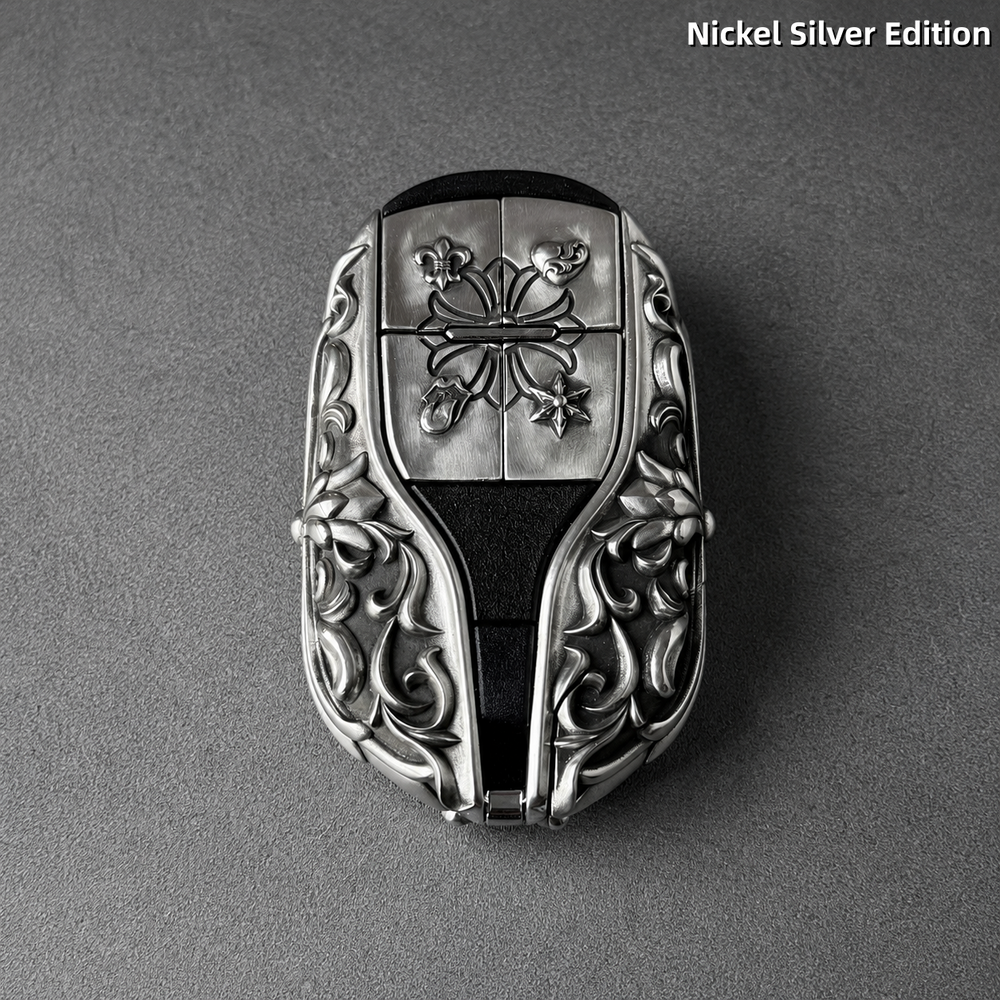 Maserati Nickel Silver Key Cover Luxury Engraved Car Key Shell Handmade Edition