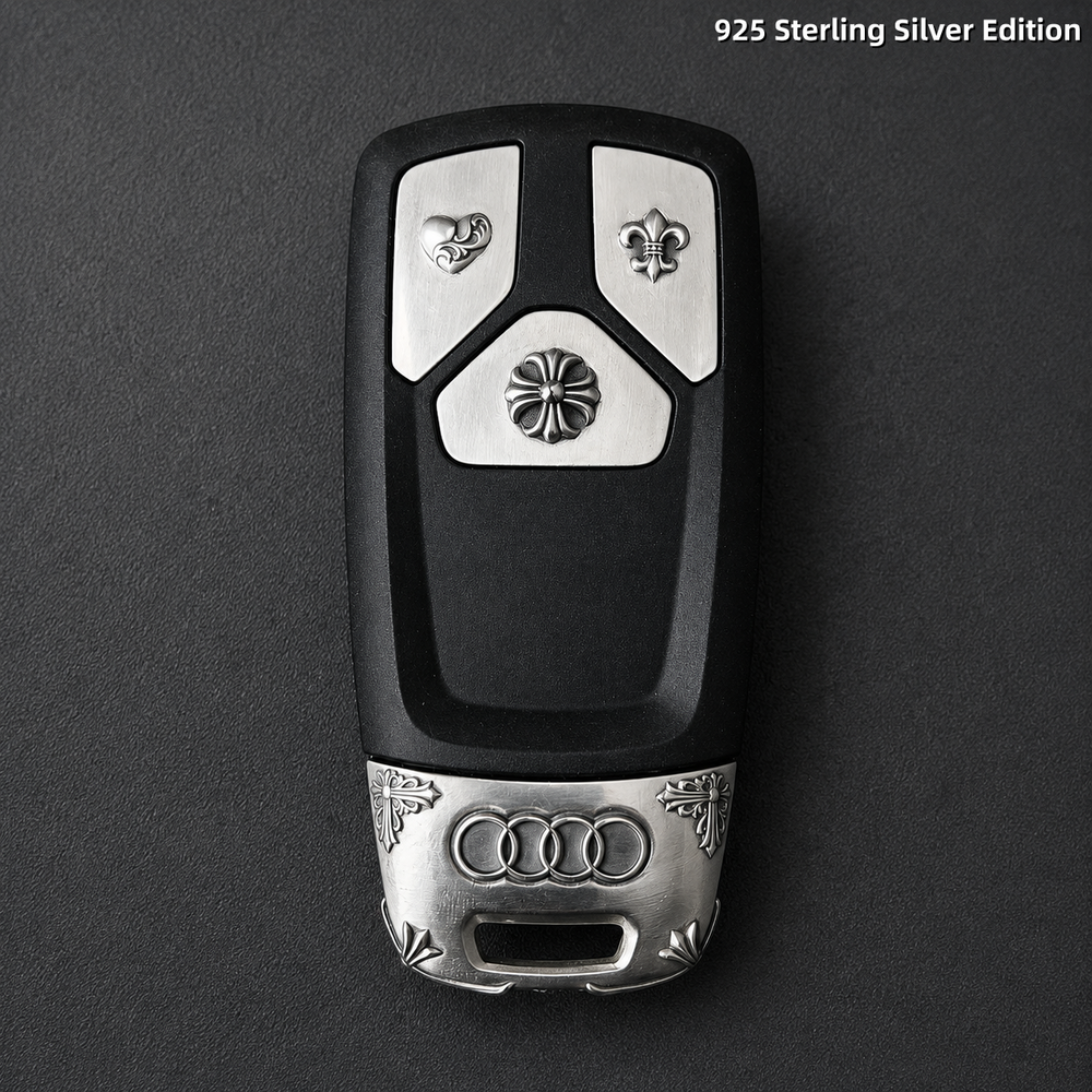 Audi Key Fob Cover 925 Sterling Silver Handcrafted Luxury Edition