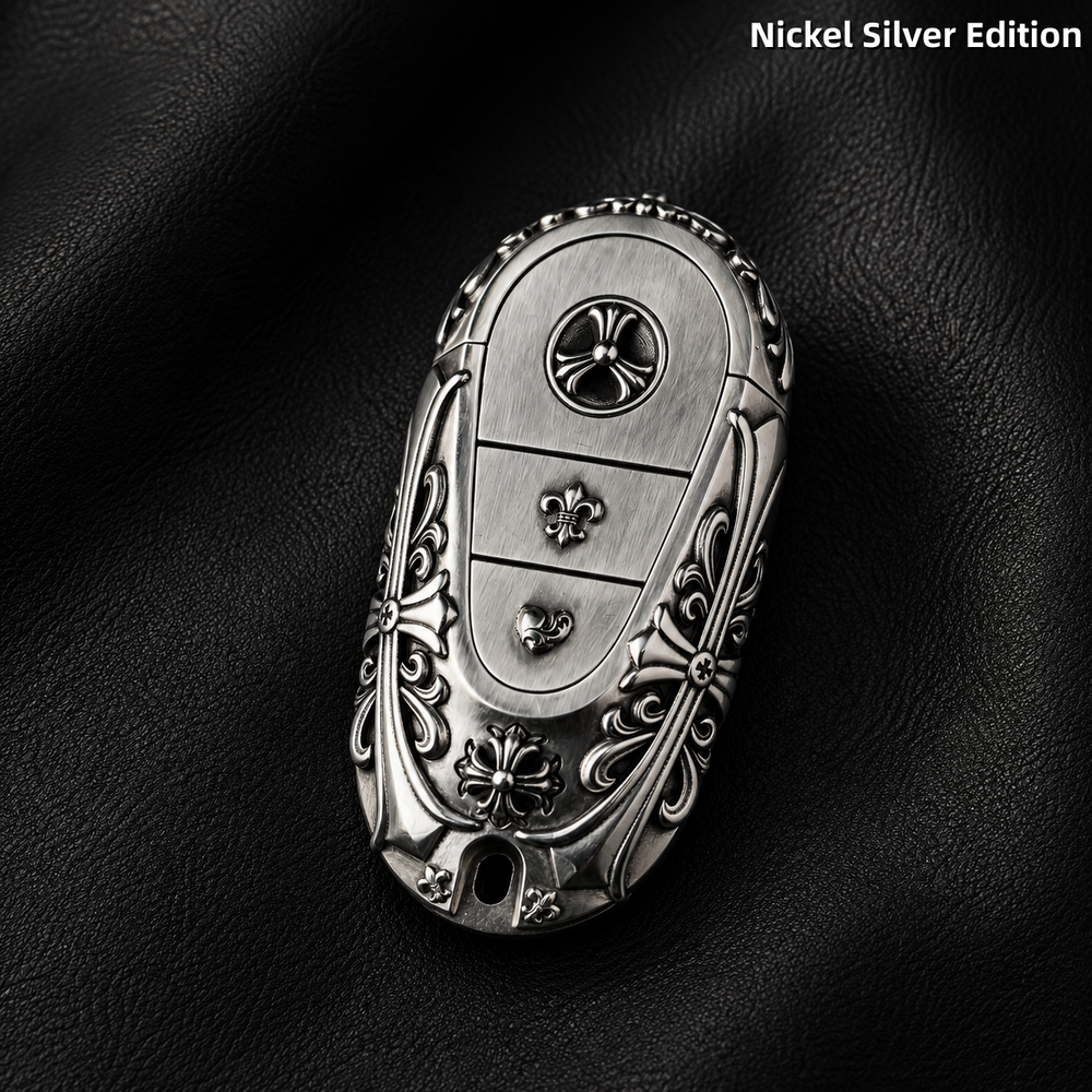 Mercedes-Benz Key Fob Cover Nickel Silver Edition Handmade Luxury Shell for S-Class E-Class G-Class AMG GT Key