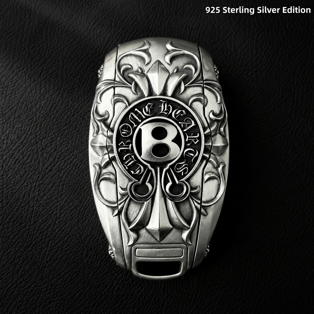 Bentley 925 Sterling Silver Key Shell Handmade Luxury Key Case for Bentayga Continental GT