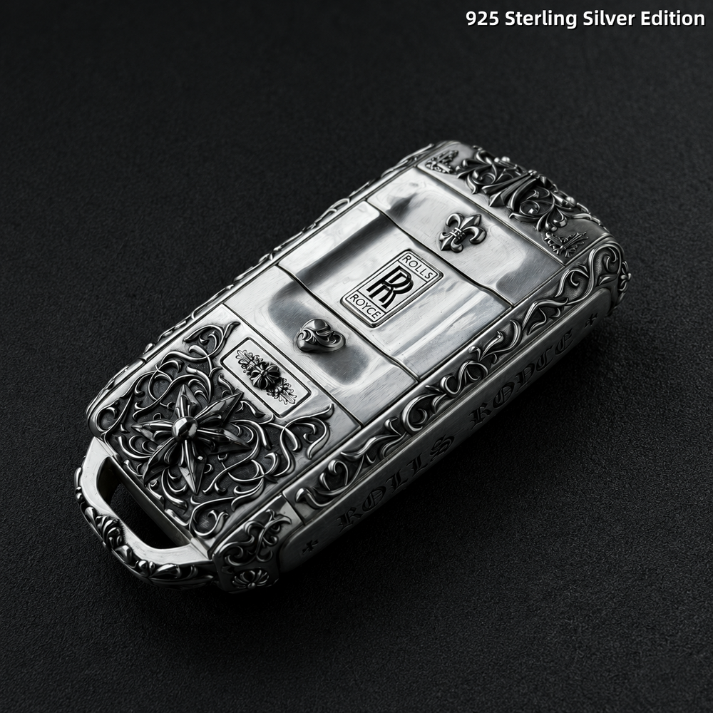 Rolls Royce Key Case 925 Sterling Silver Handmade Luxury Key Cover Engraved Car Key Shell