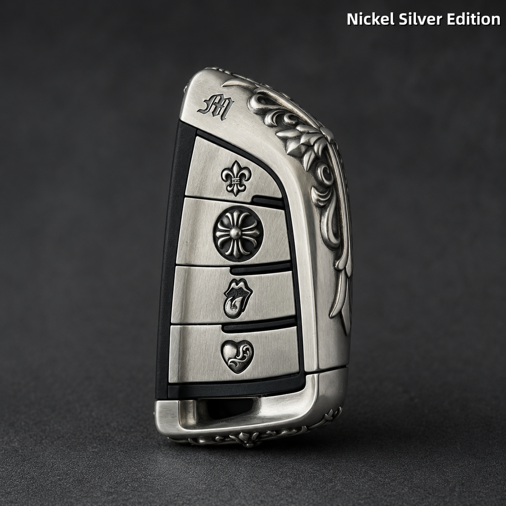 BMW Handcrafted  Blade Key Cover – White Copper Edition | Luxury Metal Key Shell for G Chassis
