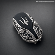Maserati 925 Sterling Silver Key Case Handmade Engraved Luxury Car Key Cover