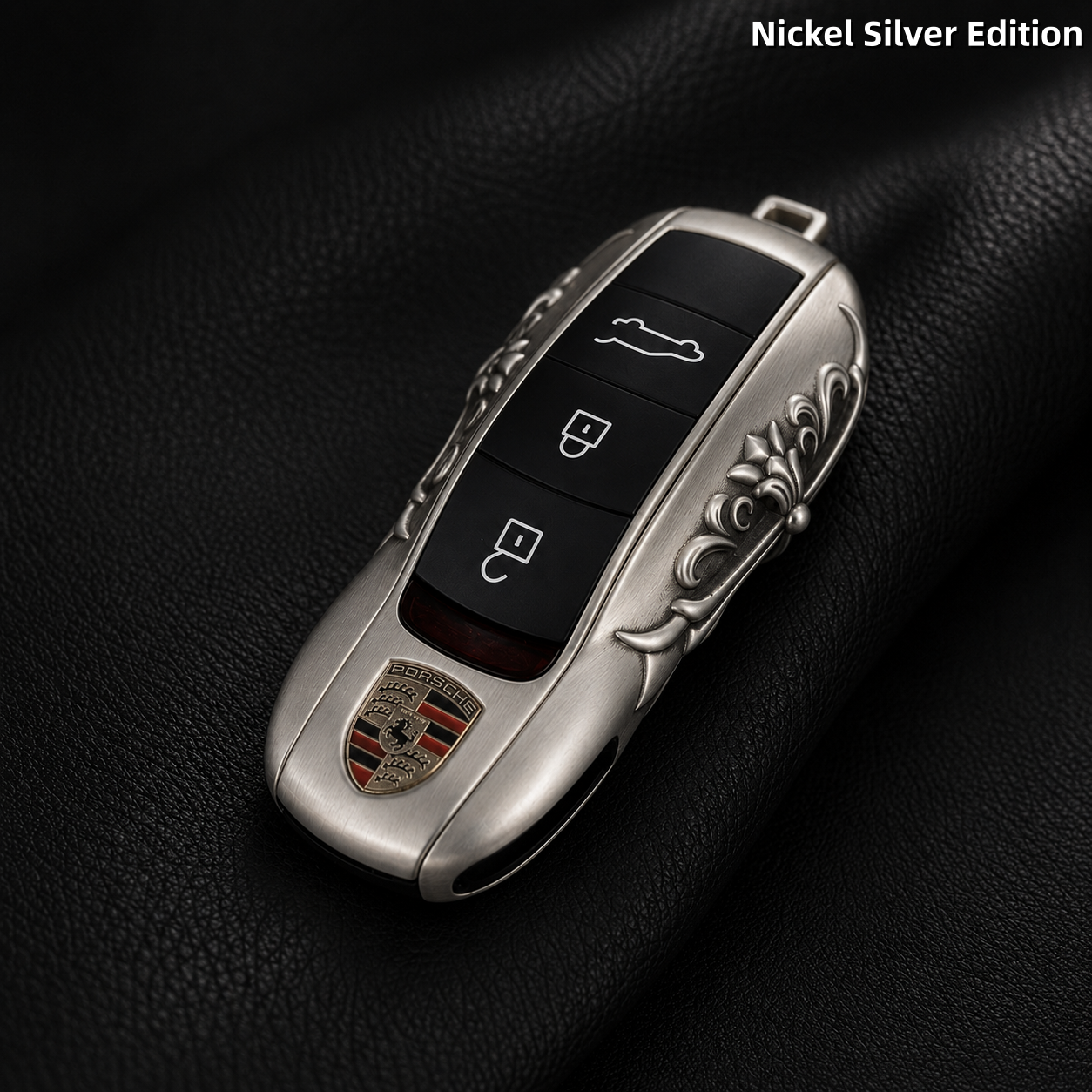 Porsche Macan 718 Key Shell Nickel Silver Edition Handmade Luxury Key Cover for Old Style Insert Key