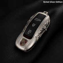 Porsche Macan 718 Key Shell Nickel Silver Edition Handmade Luxury Key Cover for Old Style Insert Key