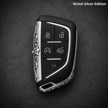 Cadillac 925 Sterling Silver Key Cover Luxury Engraved Car Key Shell Handmade Metal Case