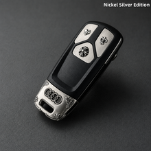 Audi Key Fob Cover Nickel Silver Edition Handcrafted Engraved Luxury Key Shell Compatible with Audi Models
