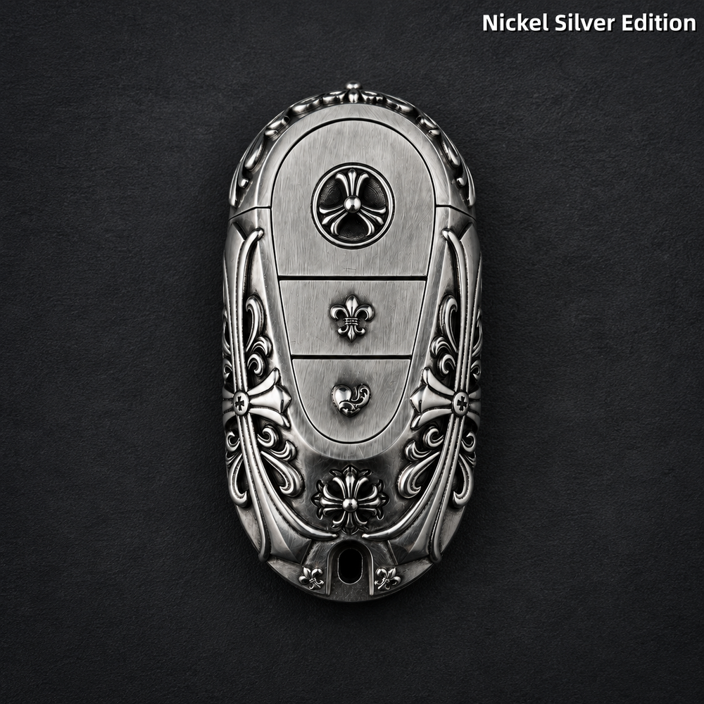 Mercedes-Benz Key Fob Cover Nickel Silver Edition Handmade Luxury Shell for S-Class E-Class G-Class AMG GT Key