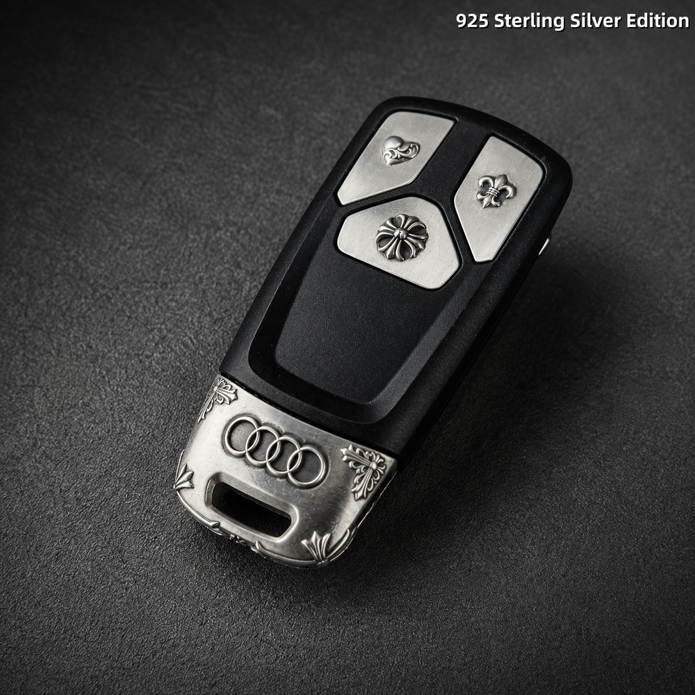 Audi Key Fob Cover 925 Sterling Silver Handcrafted Luxury Edition