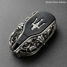 Maserati Nickel Silver Key Cover Luxury Engraved Car Key Shell Handmade Edition