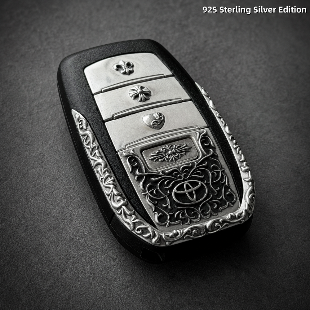 Toyota Land Cruiser 925 Sterling Silver Key Cover | Handcrafted Automotive Art