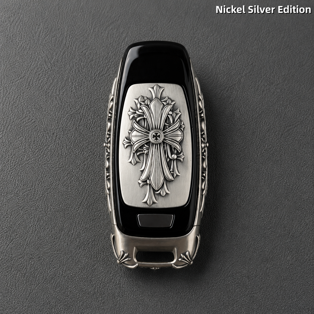 Audi A6L Key Cover White Copper Edition Handmade Luxury Car Key Shell Engraved Metal Case