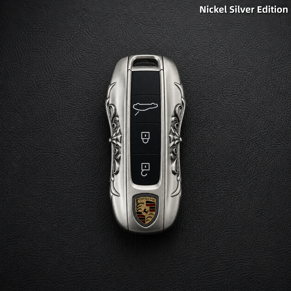 Porsche Panamera Cayenne 911 Taycan Key Fob Cover White Copper Edition Handcrafted Luxury Key Shell