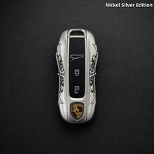 Porsche Panamera Cayenne 911 Taycan Key Fob Cover White Copper Edition Handcrafted Luxury Key Shell