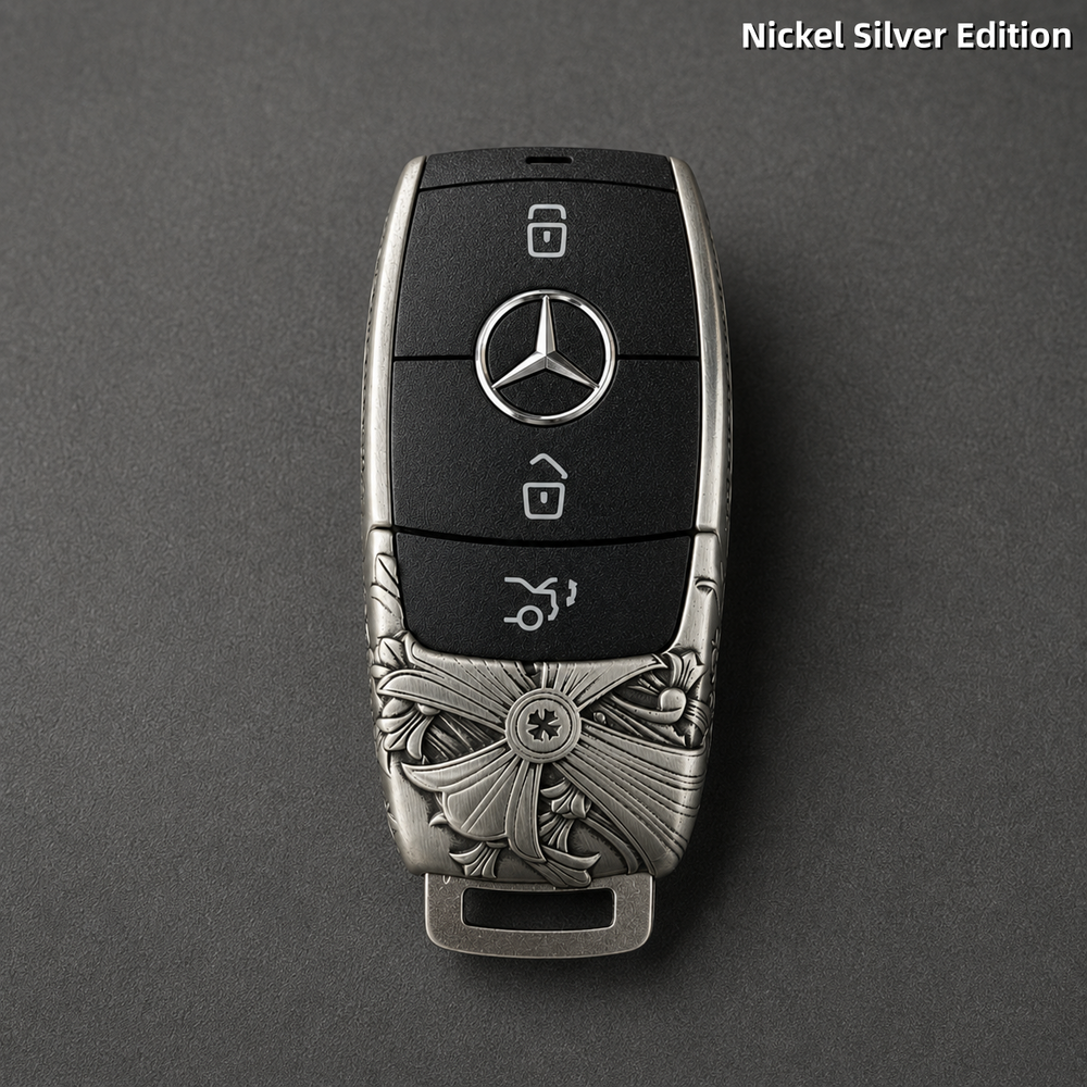 Mercedes-Benz Key Handcrafted Fob Cover | Nickel Silver Art Edition