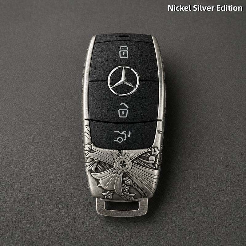 Handcrafted Mercedes-Benz Key Fob Cover | Nickel Silver Art Edition