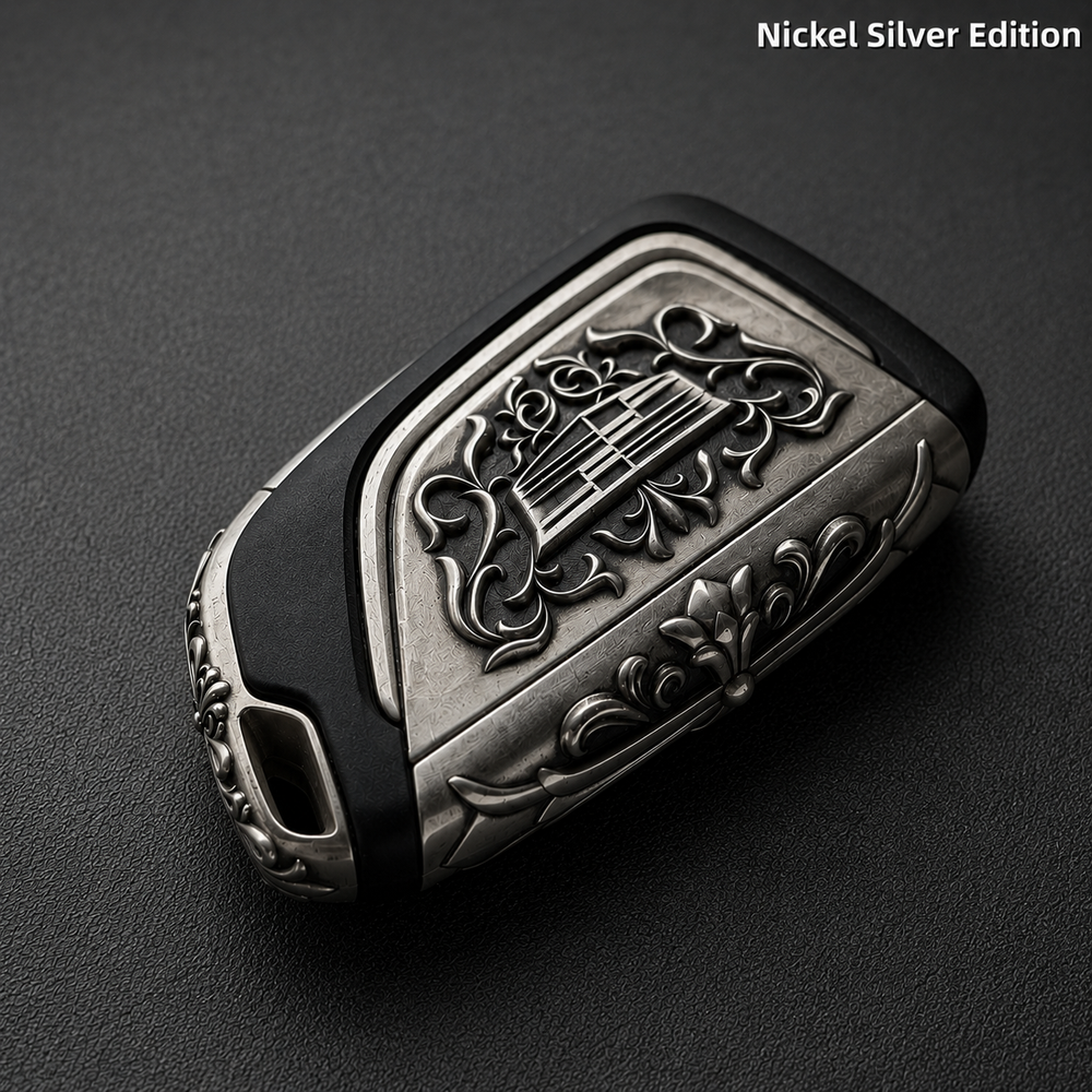 Cadillac Key Shell Nickel Silver Edition Handcrafted Engraved Luxury Key Cover