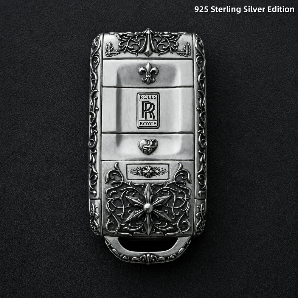 Rolls Royce Key Case 925 Sterling Silver Handmade Luxury Key Cover Engraved Car Key Shell