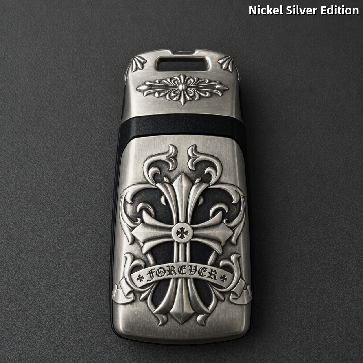 Audi Key Fob Cover Nickel Silver Edition Handcrafted Engraved Luxury Key Shell Compatible with Audi Models