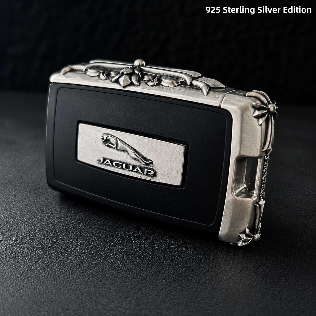 Jaguar 925 Sterling Silver Key Shell Luxury Handcrafted Car Key Cover Ornate Engraved Edition