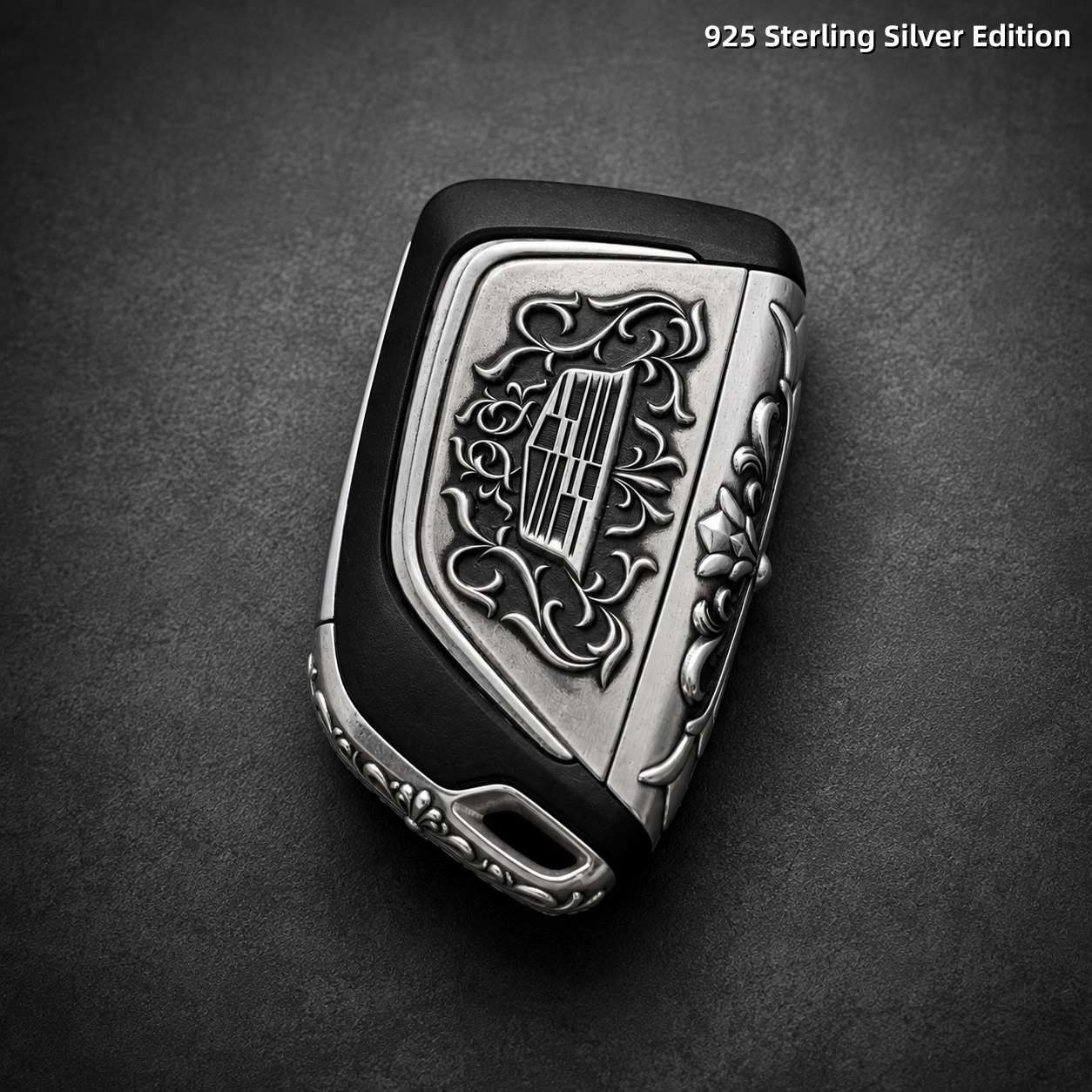 Cadillac 925 Sterling Silver Key Cover Luxury Engraved Car Key Shell Handmade Metal Case