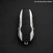 Porsche Macan 718 Key Shell 925 Sterling Silver Edition Handmade Luxury Key Cover for Old Style Insert Key