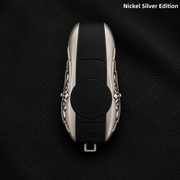 Porsche Macan 718 Key Shell Nickel Silver Edition Handmade Luxury Key Cover for Old Style Insert Key