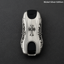 Porsche Panamera Cayenne 911 Taycan Key Fob Cover White Copper Edition Handcrafted Luxury Key Shell