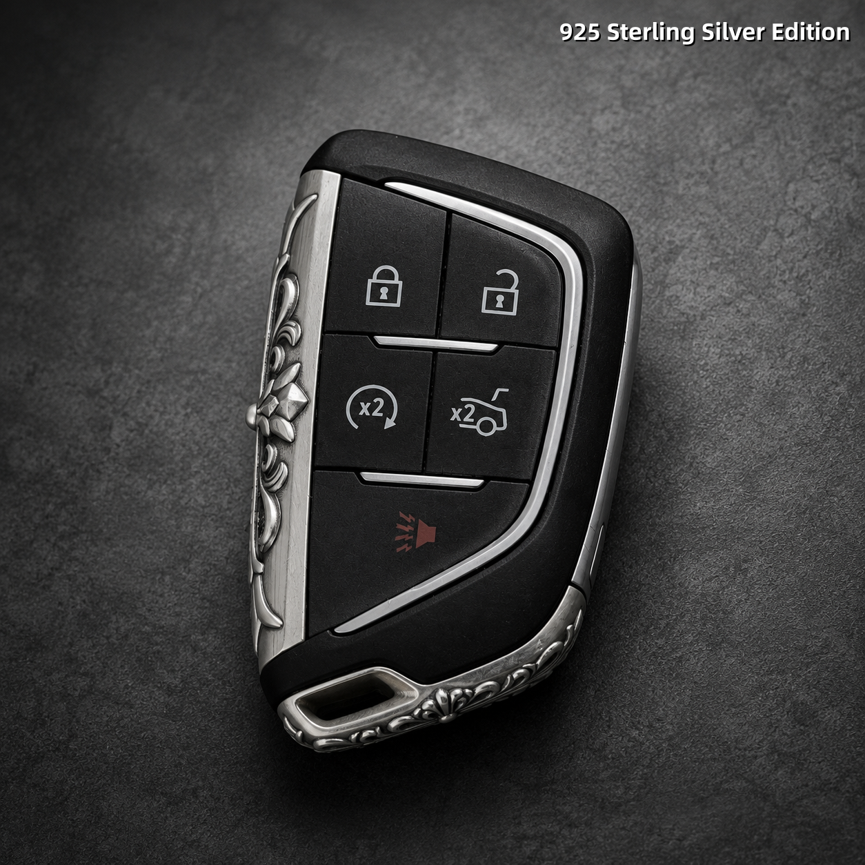 Cadillac 925 Sterling Silver Key Cover Luxury Engraved Car Key Shell Handmade Metal Case