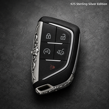 Cadillac 925 Sterling Silver Key Cover Luxury Engraved Car Key Shell Handmade Metal Case