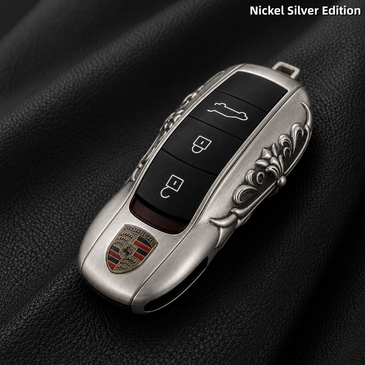 Porsche Macan 718 Key Shell Nickel Silver Edition Handmade Luxury Key Cover for Old Style Insert Key