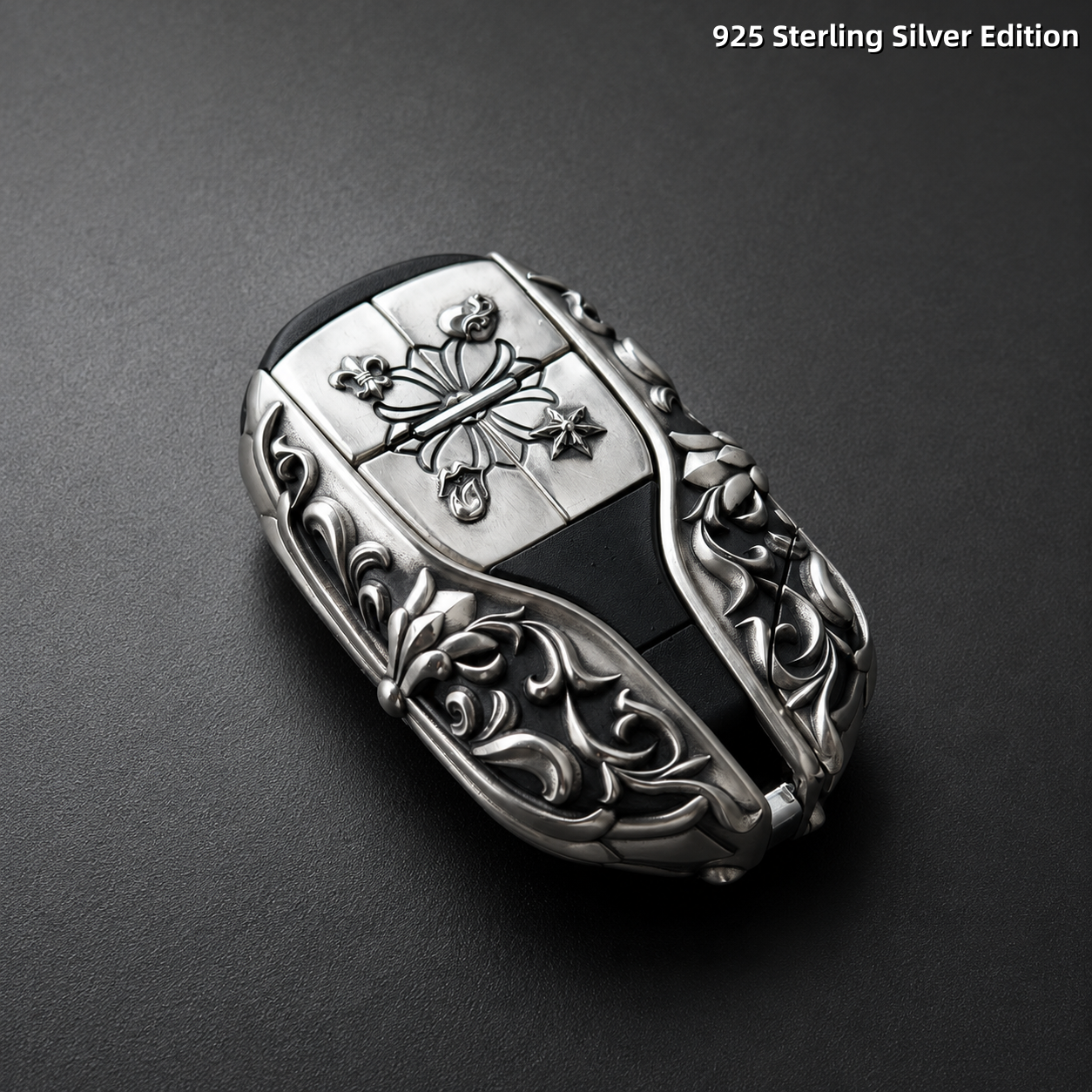 Maserati 925 Sterling Silver Key Case Handmade Engraved Luxury Car Key Cover