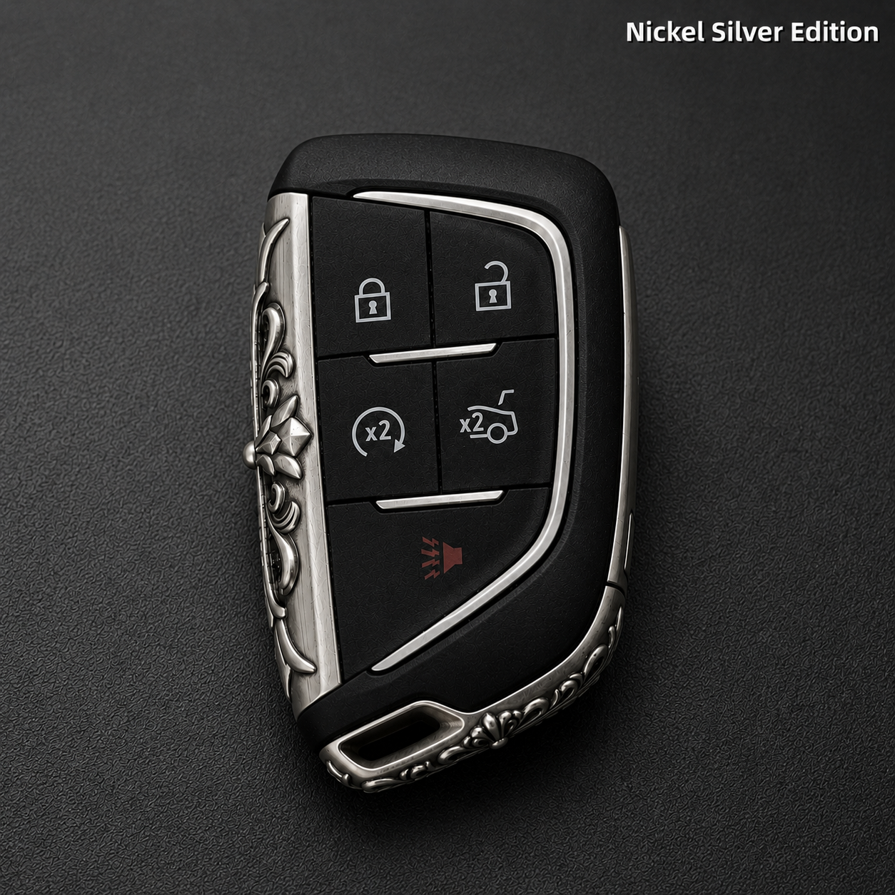 Cadillac Key Shell Nickel Silver Edition Handcrafted Engraved Luxury Key Cover