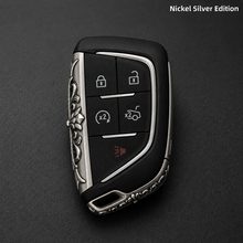 Cadillac Key Shell Nickel Silver Edition Handcrafted Engraved Luxury Key Cover