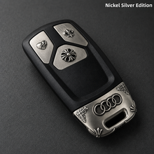 Audi Key Fob Cover Nickel Silver Edition Handcrafted Engraved Luxury Key Shell Compatible with Audi Models