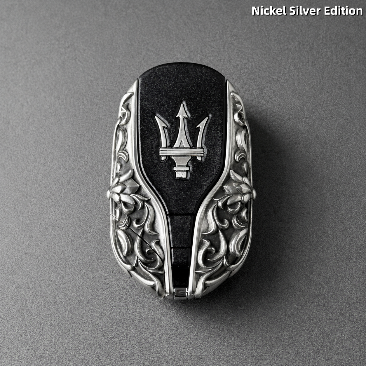 Maserati Nickel Silver Key Cover Luxury Engraved Car Key Shell Handmade Edition