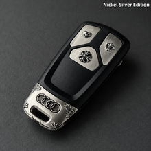 Audi Key Fob Cover Nickel Silver Edition Handcrafted Engraved Luxury Key Shell Compatible with Audi Models