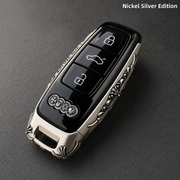 Audi A6L Key Cover White Copper Edition Handmade Luxury Car Key Shell Engraved Metal Case