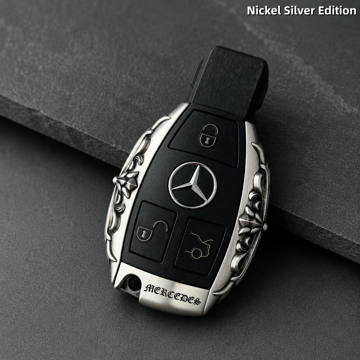 Mercedes-Benz Key Shell White Copper Edition Handmade Engraved Luxury Key Cover for Bentley Style Design