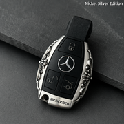 Mercedes-Benz Key Shell White Copper Edition Handmade Engraved Luxury Key Cover for Bentley Style Design