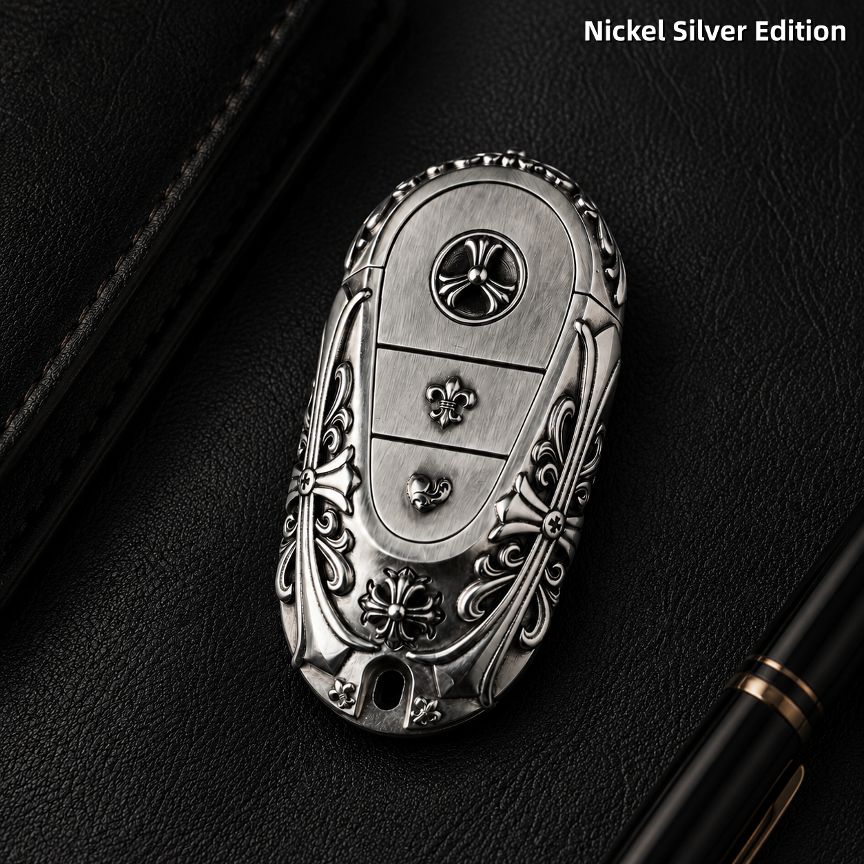 Mercedes-Benz Key Fob Cover Nickel Silver Edition Handmade Luxury Shell for S-Class E-Class G-Class AMG GT Key