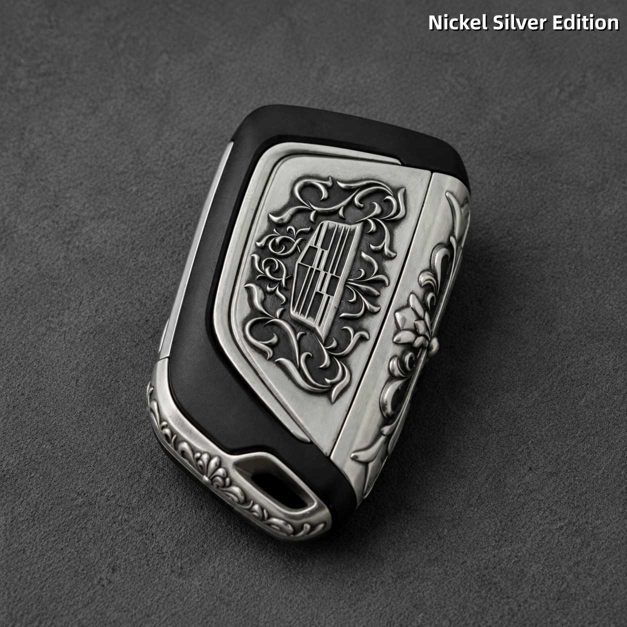 Cadillac Key Shell Nickel Silver Edition Handcrafted Engraved Luxury Key Cover