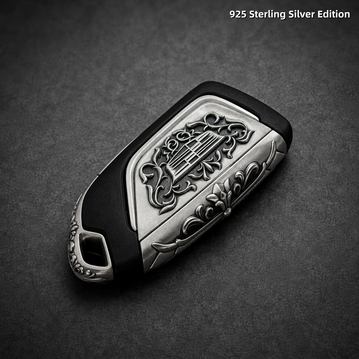 Cadillac 925 Sterling Silver Key Cover Luxury Engraved Car Key Shell Handmade Metal Case